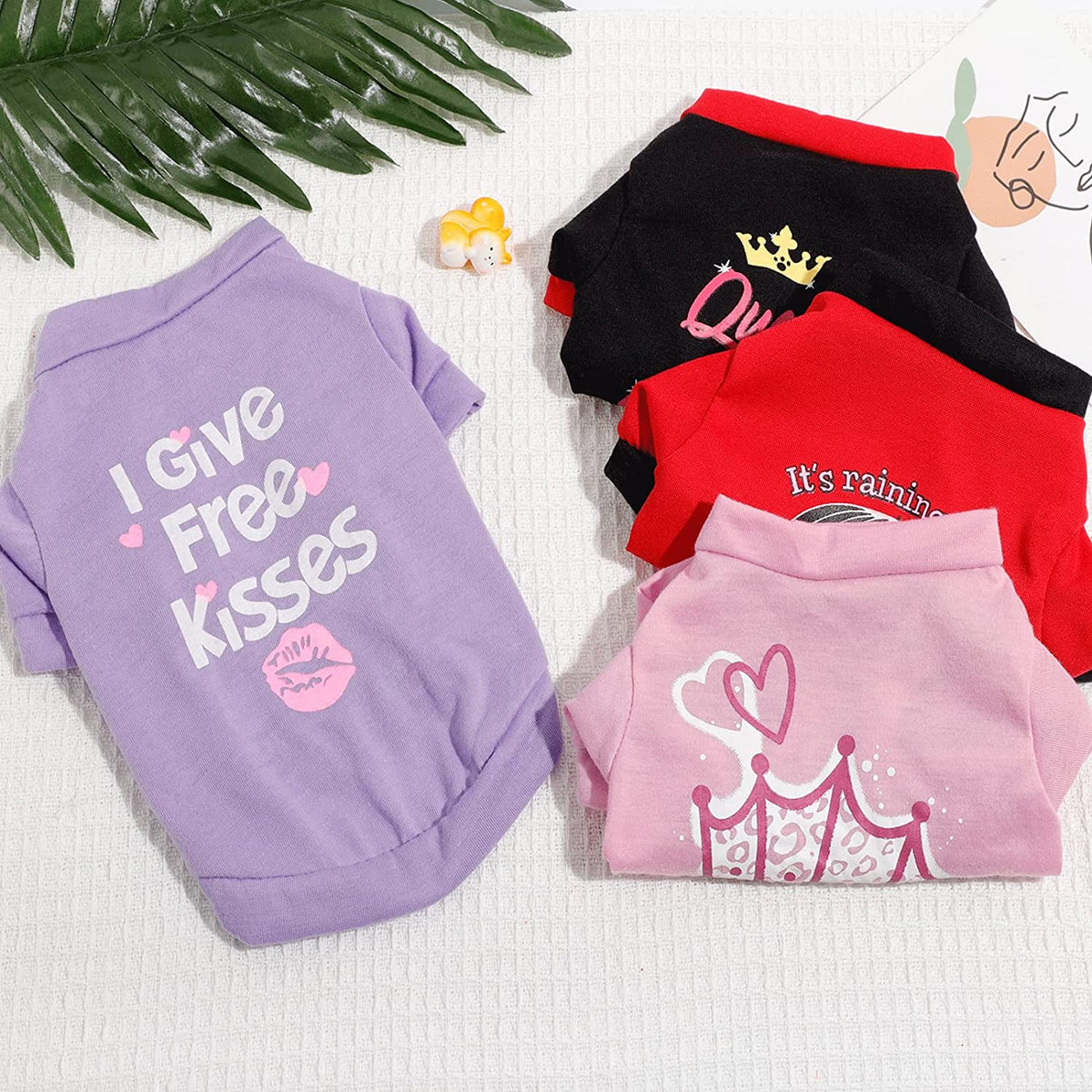 Dog Clothes for Small Dogs Girl, 4 Pack Yorkie Clothes, Female Tshirts Pet Chihuahua Teacup Fall Shirt, Summer Cute Princess Puppy Outfit Apparel