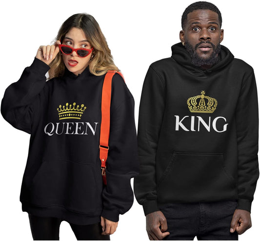 King Queen Matching Couple Hoodie Set His Hers Valentine'S Day
